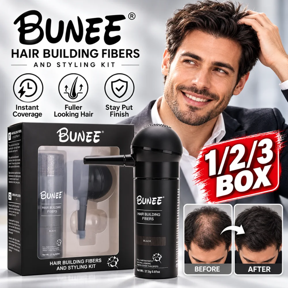 Hair Building Fibers Black Hair Thickening Powder Set With Precision Pump Applicator For Sparse Crown And Part Line Styling