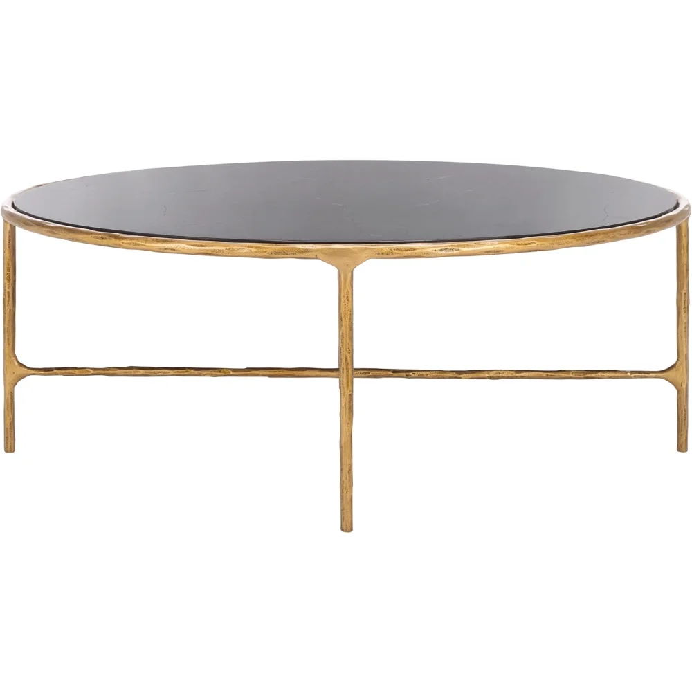 SAFAVIEH Couture Collection Jessa Brass Base & Black Marble Top Oval Coffee Table, Fully Assembled