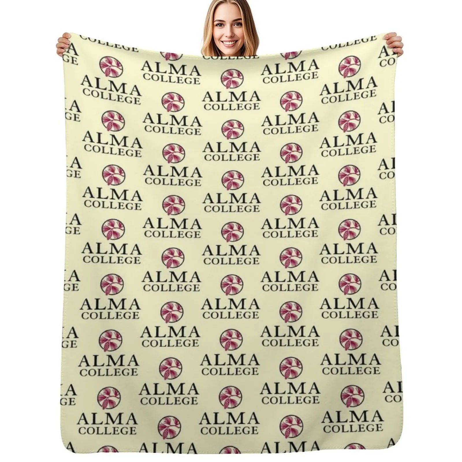 Alma College Throw Blanket Cute Plaid Shaggy warm for winter bed plaid Warm Blankets