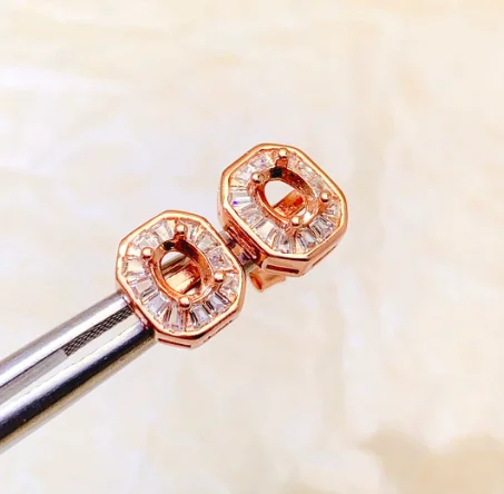 49 S925 sterling silver ear studs, hollow oval shape, 3*4/4*6mm, classic and minimalist style, hollow earrings