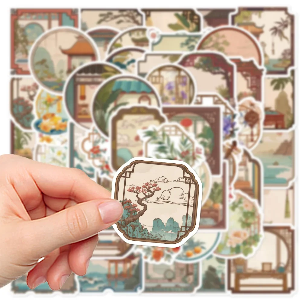 50 個中国風紙切りステッカー面白い落書き DIY 日記アルバム冷蔵庫自転車ラップトップ装飾アートワーク