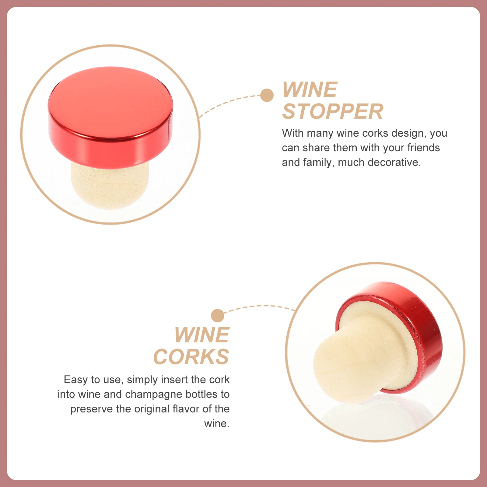 

6Pcs Wine Bottle Stopper Reusable Corks Set for Wine Beer Freshness Preservation T-Shape Bottle Plug Sealers Bulk Pack