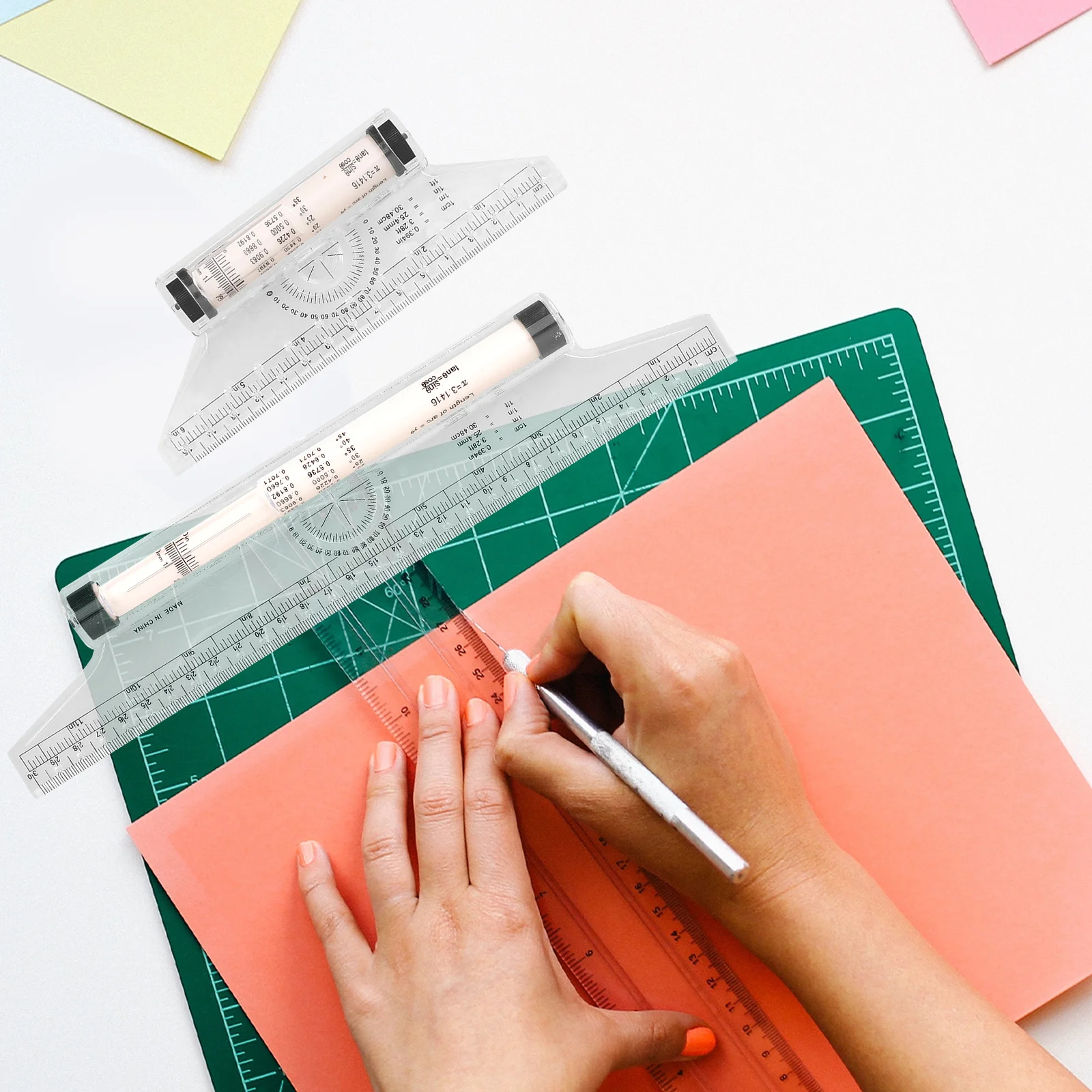 

2pcs Drawing Design Parallel Ruler For Angle Measurement Transparent Plastic Measuring Tool Multi-Purpose Rolling Ruler For