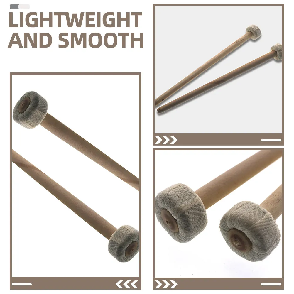 6Pcs Small Gong Mallets Percussion Instrument Drum Sticks Wood Handle Cotton Linen Head Warm Sound Balanced Strike for All Gongs