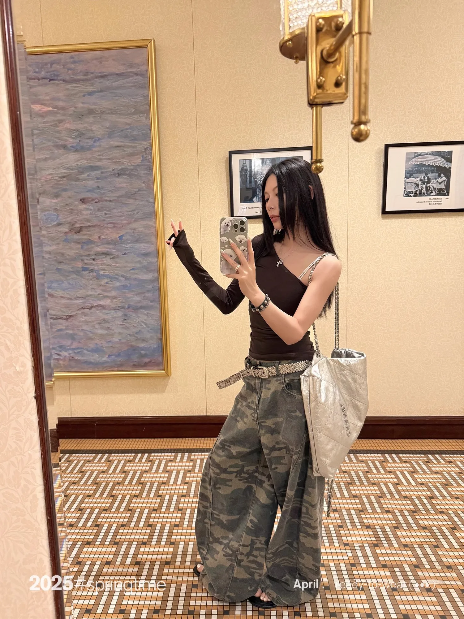 الجينز الأخضر العسكري للمرأة عالية الخصر خمر مستقيم فضفاض Y2K الدنيم السراويل الهيب هوب موضة واسعة الساق الدنيم بنطلون