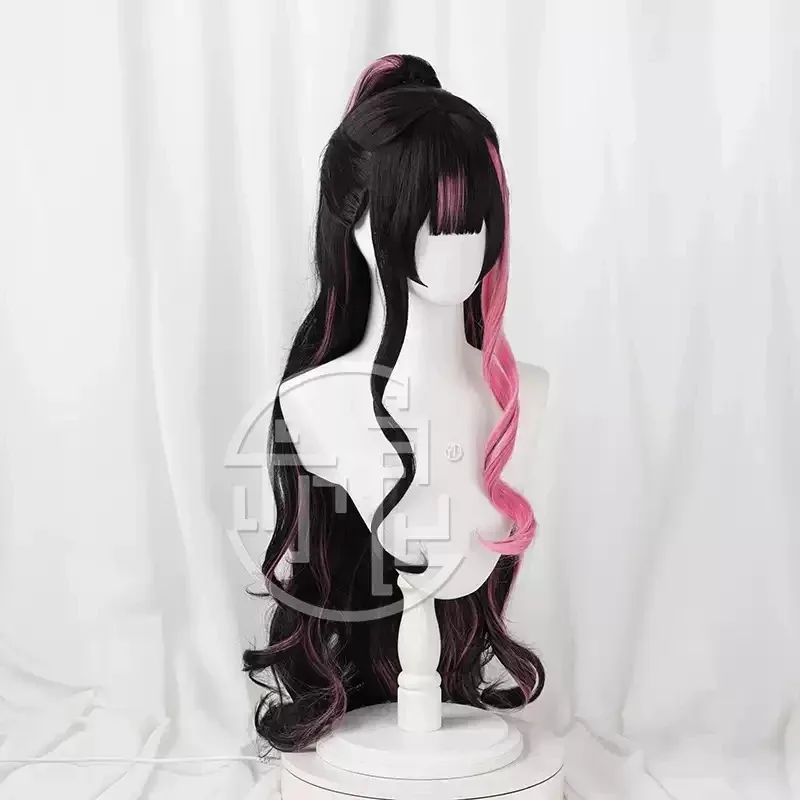 Naraka Bladepoint Tessa Cosplay Wig Black Pink Heat Resistant Synthetic Hair Halloween Carnival Party Role Play + Wig Cap