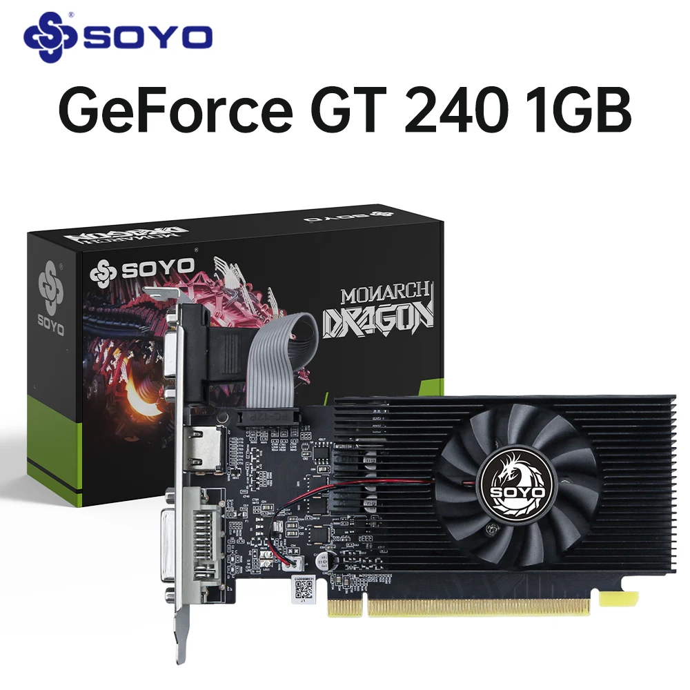 

SOYO NVIDIA GeForce GT 240 1 ГБ видеокарта половинной высоты DDR3 128 бит 40 нм PCI-E 2,0 x16 игровые видеокарты для настольных компьютеров