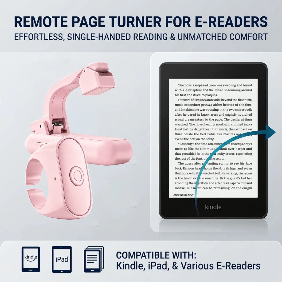 Bluetooth Ring Page Turner For Kindle Paperwhite Oasis, Wireless Shutter Trigger For iPad Phone E-book Reading Video Shoot