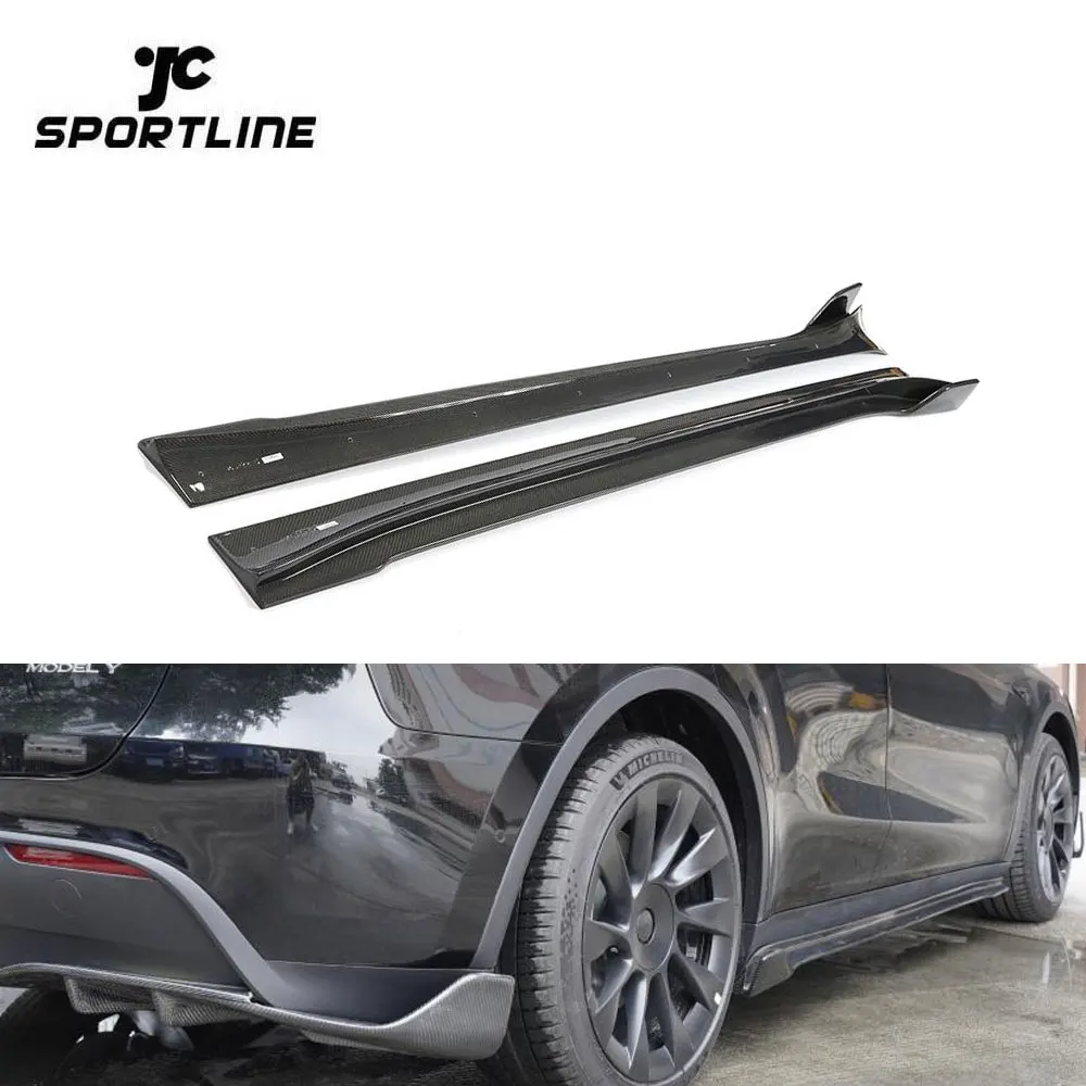 

Накладки-сплиттеры на боковые пороги из карбона для Tesla Model Y 2019-2021