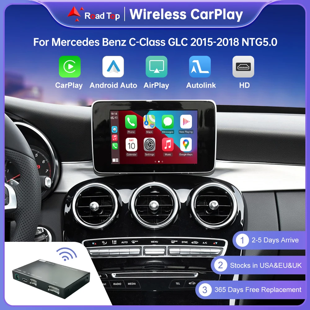 

Беспроводной CarPlay для Mercedes Benz C Class W205 GLC W447 GLA CLA NTG5.0 2015-2018, с функциями Android Auto AirPlay Car Play