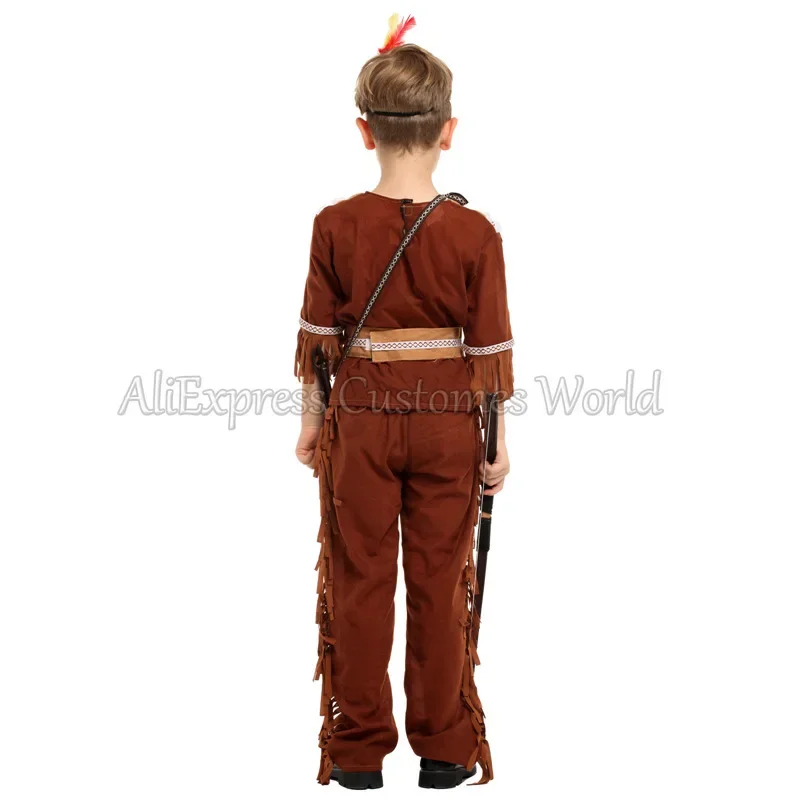 Costume da cacciatore indiano medievale Costume cosplay da arciere per ragazze dei ragazzi Principe Pocahontas Cosplay Abiti da festa di Halloween Purim