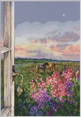 

Sunset outside the window Cross stich Kits Homfun Craft Cross Stich Painting Decorations for Home fun