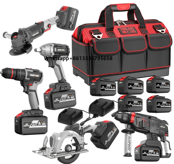 

Nanwei Brushless Charging Lithium Hammer Hammer Drill Wrench Angle Grinder Tool Set