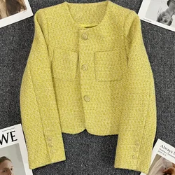 Lemon Yellow Short Suit Coat Women's Autumn Casual High Quality Blazers