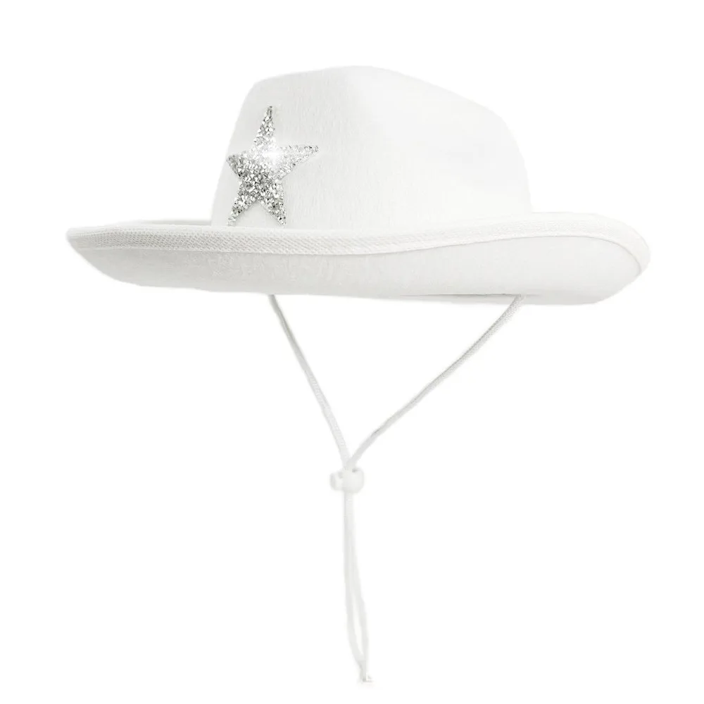 

Cool Sparkling Western Cowboy Hat Rhinestone Visor Summer Sun Hat Star Fisherman Cap Bucket Hat Girl