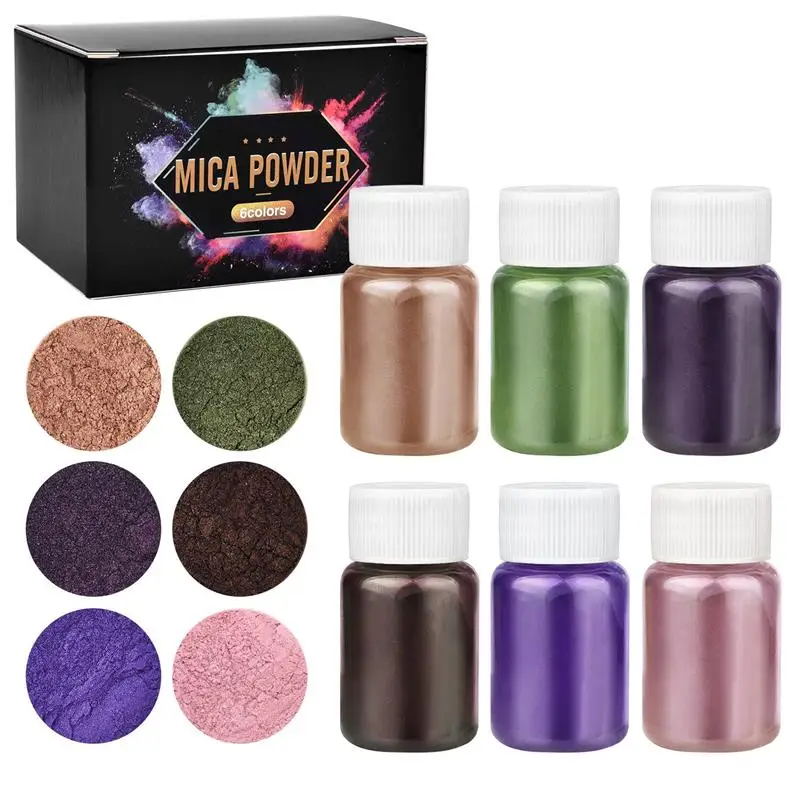 6-delige set epoxyhars kleurstof mica poeder gepoederde pigmenten set hars mica parelmoer hars parel doos verpakt micas kleurstoffen hars