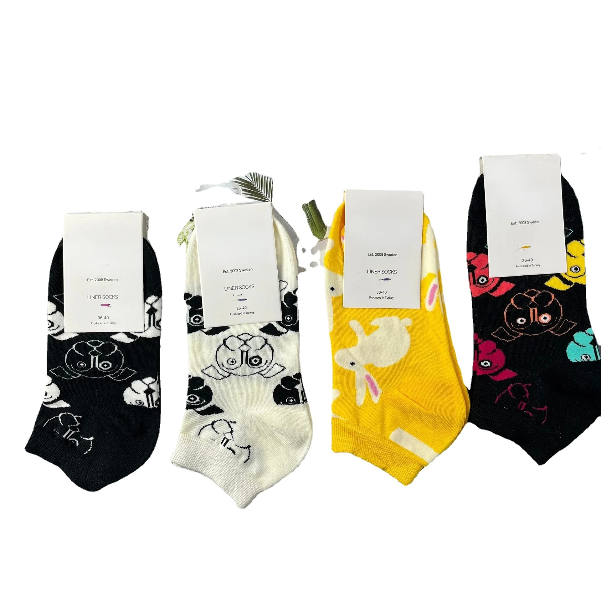 

5 Pair Cute Summer Short Ankle Print Socks Men Women Asakuchi Cotton Breathable Low Tube Socks Funny Kawaii cute socks