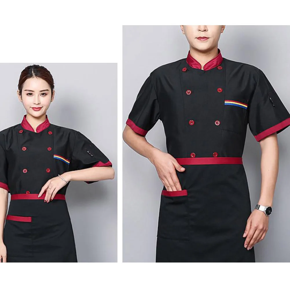 

Куртка шеф-повара с короткими рукавами, дышащая маслостойкая моющаяся униформа для ресторана, отеля, кухни, рабочая одежда для персонала