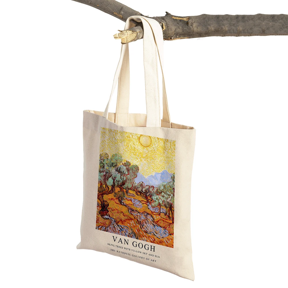 Vintage Van Gogh Oil Painting Shopper Bag Both Sided Supermarket Tote Handbag Fashion Art Casual Women Shopping Shoulder Bags