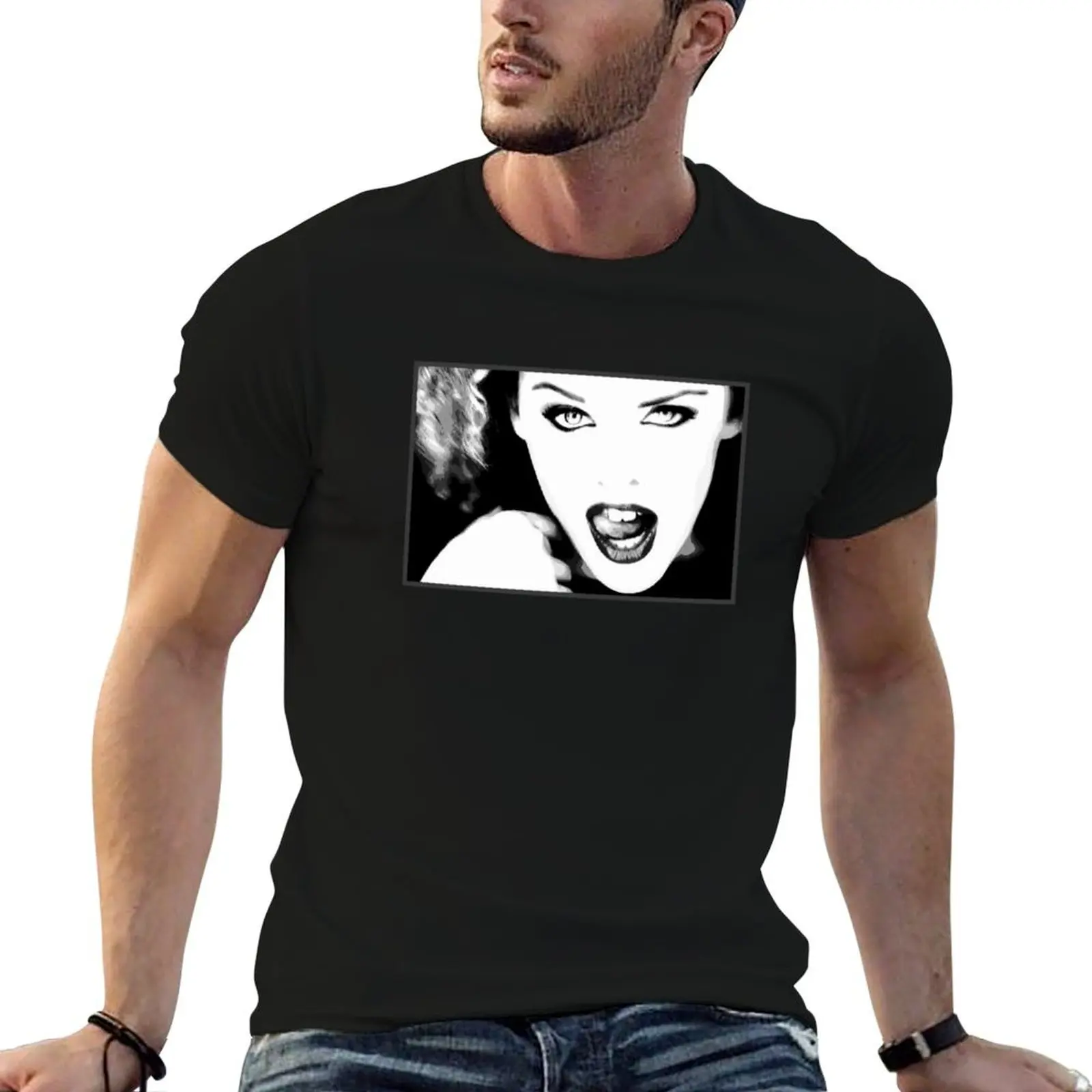 Kylie Minogue - Confide in Me (black and white) T-Shirt Work Outdoor T-Shirt for Men