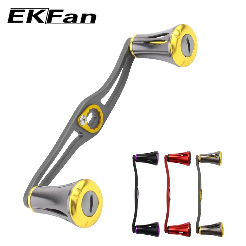 EKFan 120mm Aluminum Alloy Double Knob Fishing Reel Handle 7*4/8*5mm Hole for A/S/D Baitcasting LURE Reel Gear Accessory
