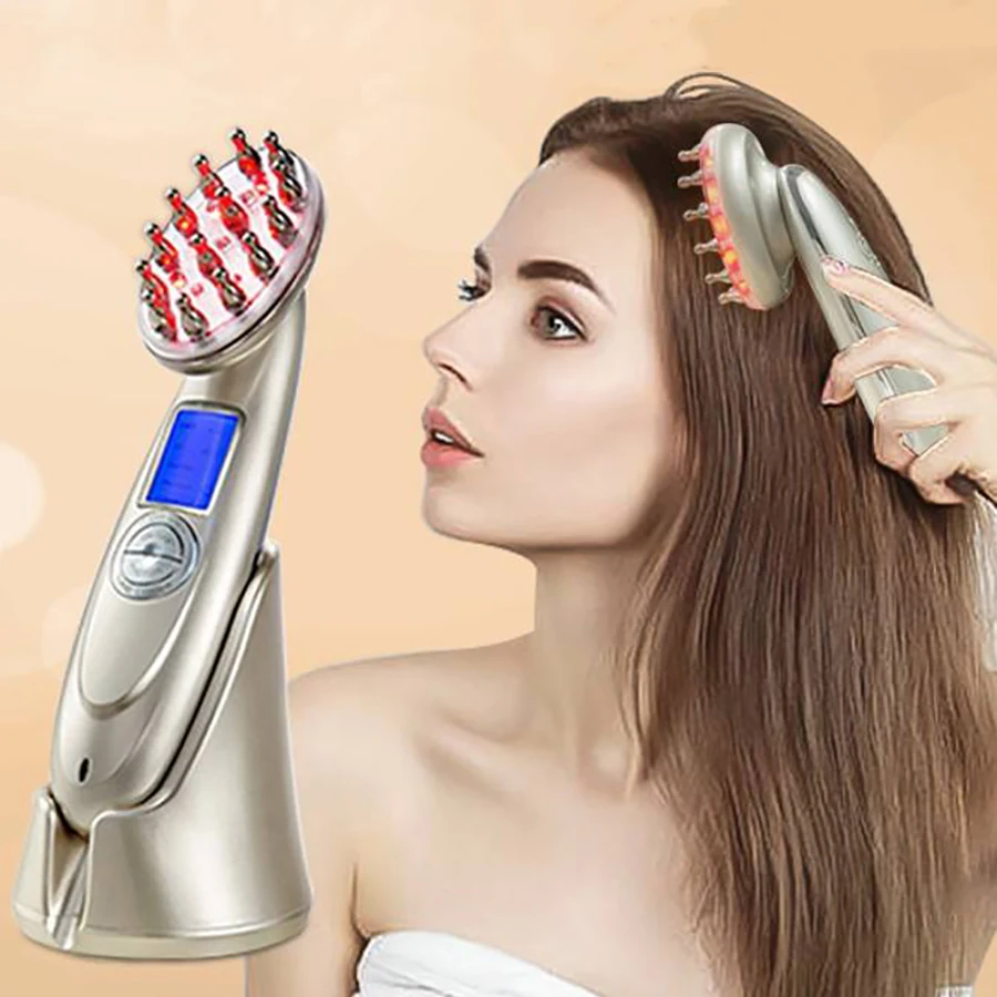 Multi-functional Led Hair Loss Therapy Hair Growth Oil and Serum Laser Comb Hair Regrowth Vibration Scalp Massager Brush Device