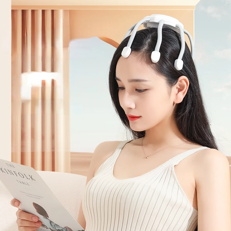 Electric Octopus Claw Head Scalp Massager 3 Modes Vibration Massage Therapeutic Head Scratcher Relief Head Fatigue Improve Sleep