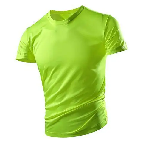 Men\'s Ice Silk Short-sleeved T-shirt Quick-drying Summer Tees Solid Color Breathable Loose Sportswear