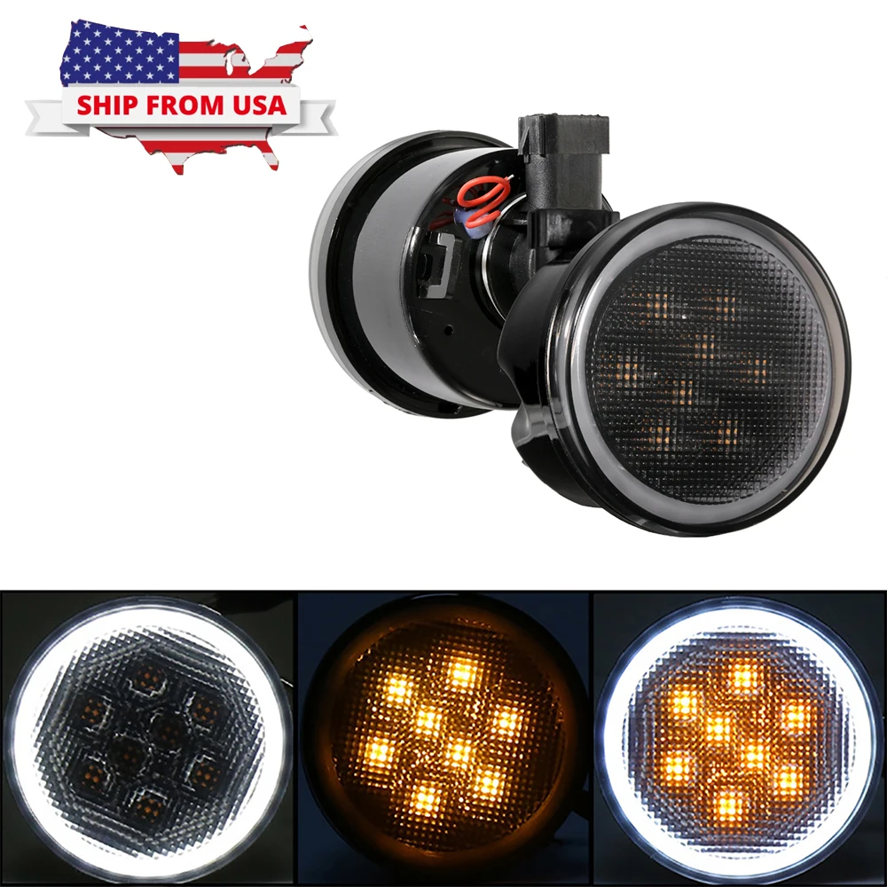 

LED Turn Signal Light DRL for Wrangler JK 2007-2017 Daytime Running Light IP68 Waterproof Headlight white & amber Driving Lamp