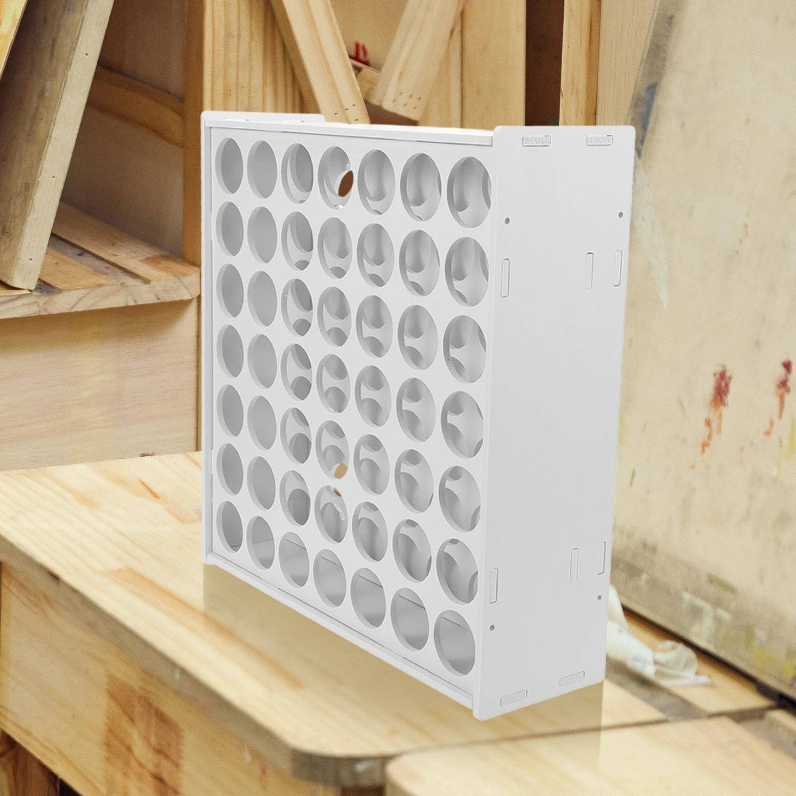 

Wooden Paint Rack Stand Large Size Easy Assembly No Glue Multiple Compartments Ladder Design Space Saving Desktop Organizer