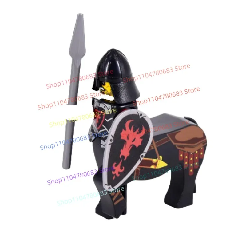 MOC Building Blocks Medieval Knight Mini Figure Assembly Model Display Figurine Cartoon Anime Toy Gift Collectible