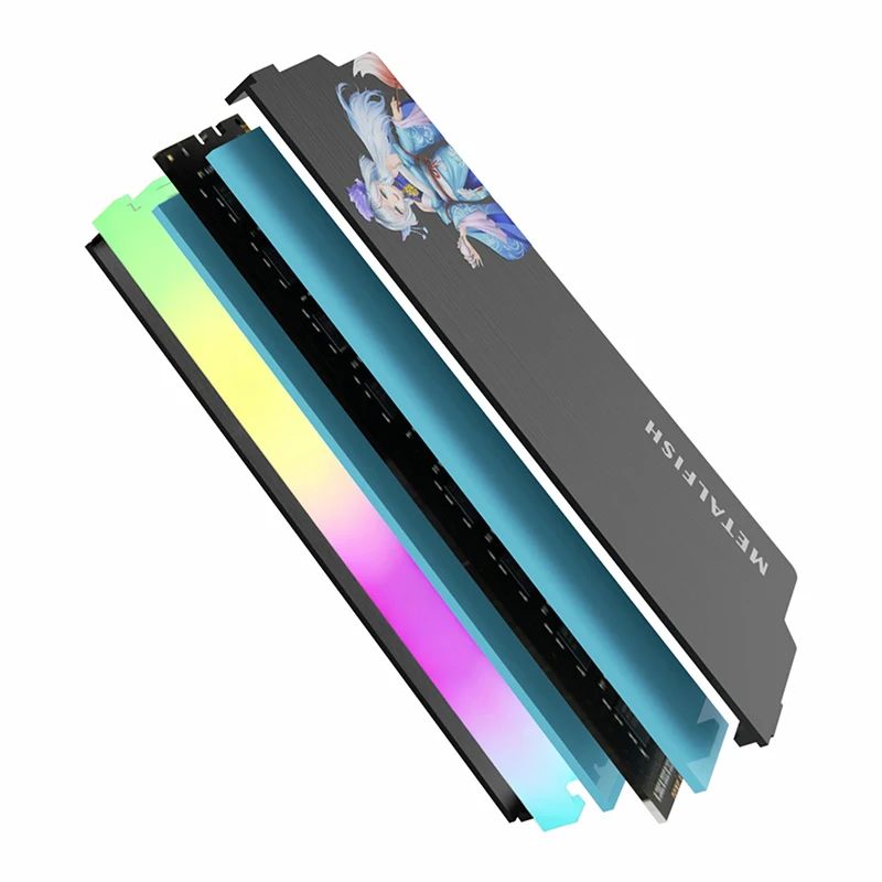 Picture 7: METALFISH DRAM Heatsink 5V-3PIN ARGB DDR3 DDR4 DDR5 Aluminum Memory Module Cooling Vest for Desktop Computer PC