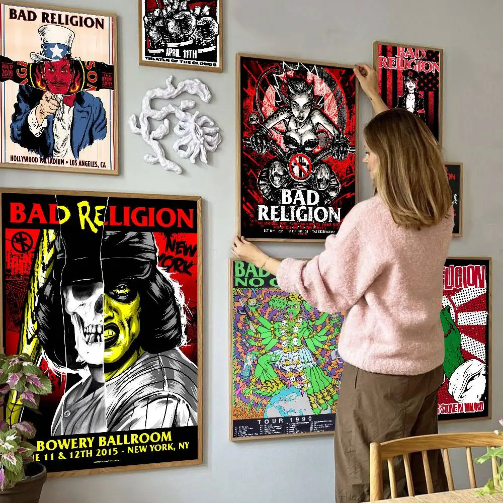 

B-Bad R-Religion Good Quality Prints and Posters Waterproof Paper Sticker Coffee House Bar Posters Wall Stickers