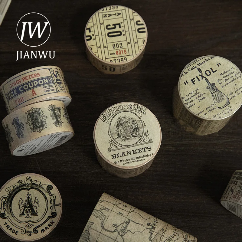 JIANWU 300cm Vintage Art Multi Size Washi Tape DIY Journal Scrapbooking Background Decoration Material Masking Tapes Stationery