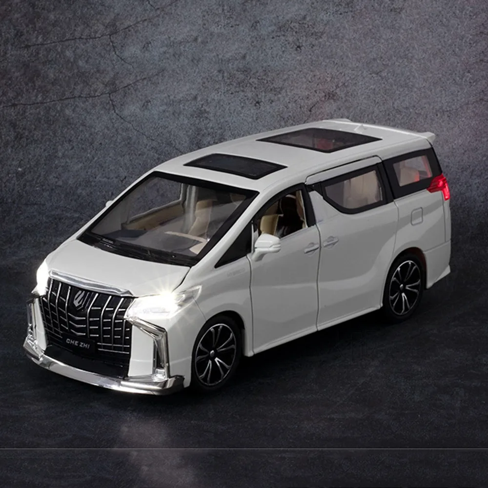 ダイキャスト-子供用車モデルのおもちゃ,金属製のビジネス車両,mpvシミュレーションモデル,音と光のおもちゃ,ギフト,1:24スケール