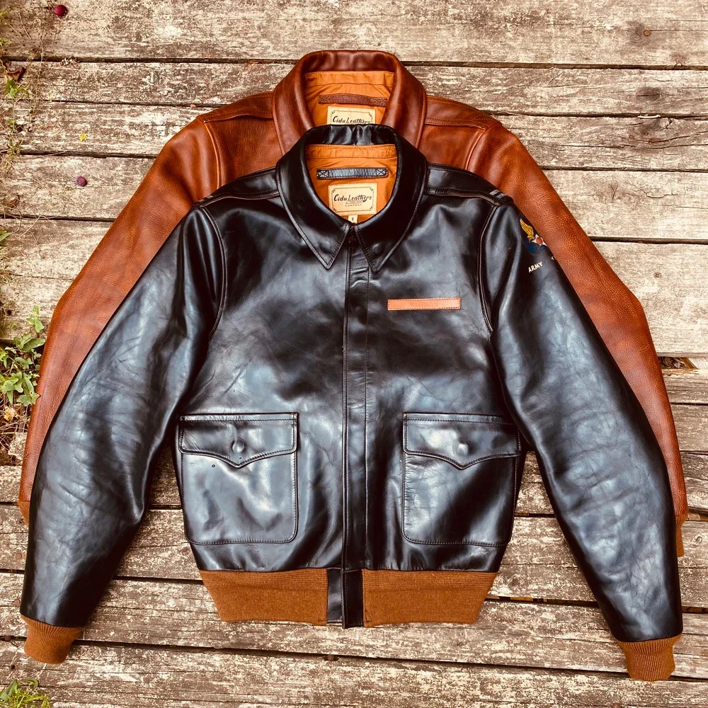 

Tailor Brando 22-161 Tricolor Optional Replica Eastman 16159 Battle Royale A2 Flight Jacket Retro Short Leather Jacket