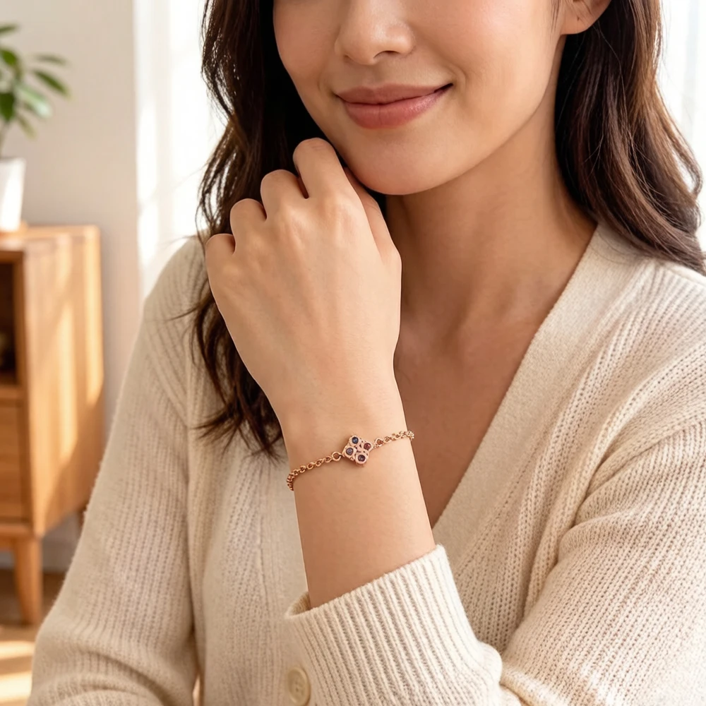 Royalty Rose Gold Plated Bracelets New Link Chain 925 Sterling Silver Fashion Artistic Jewelry Victorian Age Gift For Women