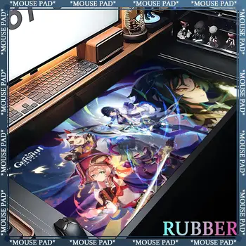 G_Genshin 임팩트 애니메이션 오버사이즈 마우스 패드, 섹시한 뷰티 락 엣지 데스크 패드, 큰 가슴 키보드 패드, 고무 마우스 패드, 1200x600x5mm