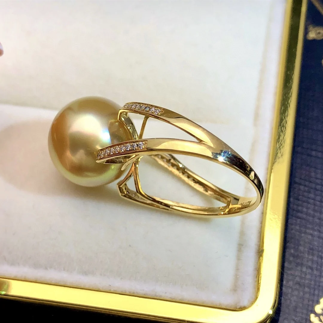 AAAAA+++13-14mm 11-12MM 12-13MM south sea  gold pearl Open ring Flawless strong light, noble and elegant style, thick gold