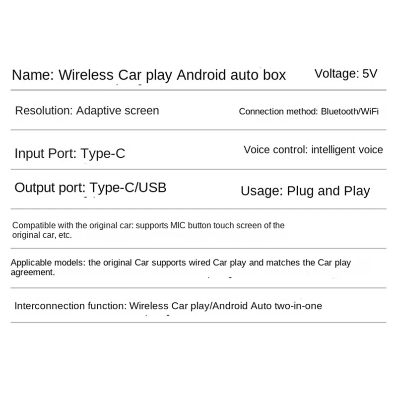 Adaptateur sans fil Carplay Android pour voiture, convertisseur filaire, automatique, boîte sans fil, 2 en 1