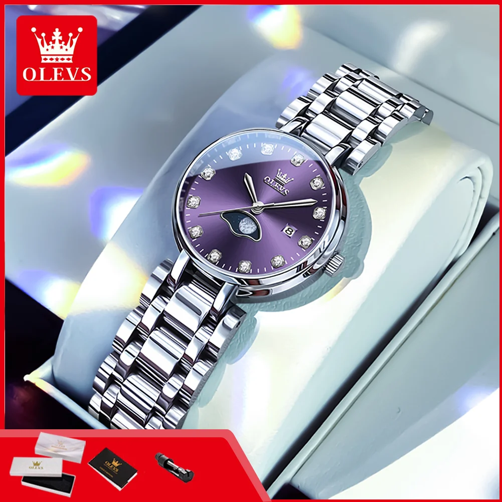 OLEVS 5573 Ladies Quartz Watch Elegant Luxury Brand Original Watches for Woman Calendar Waterproof Diamond Dial Women Wristwatch