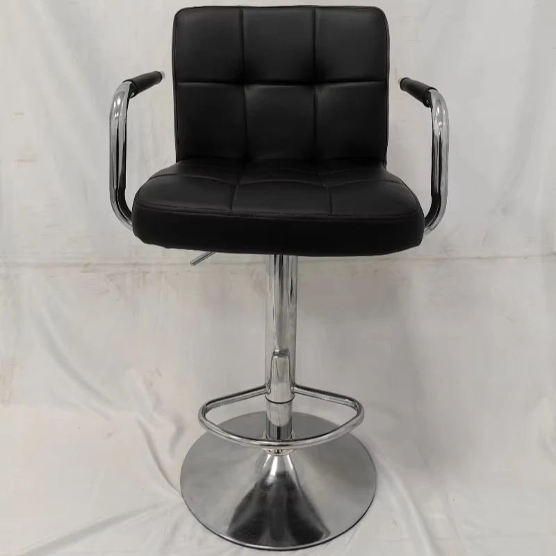 Modern Black PU Leather Bar Stools Adjustable Hydraulic Kitchen Counter Barstool Chair for Home Use