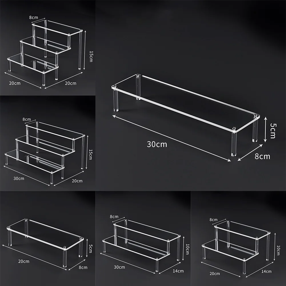 1-3 Layers Acrylic Display Stand Clear Display Riser Perfume Figurine Transparent Storage Rack Anime Figures Cupcake Shelf