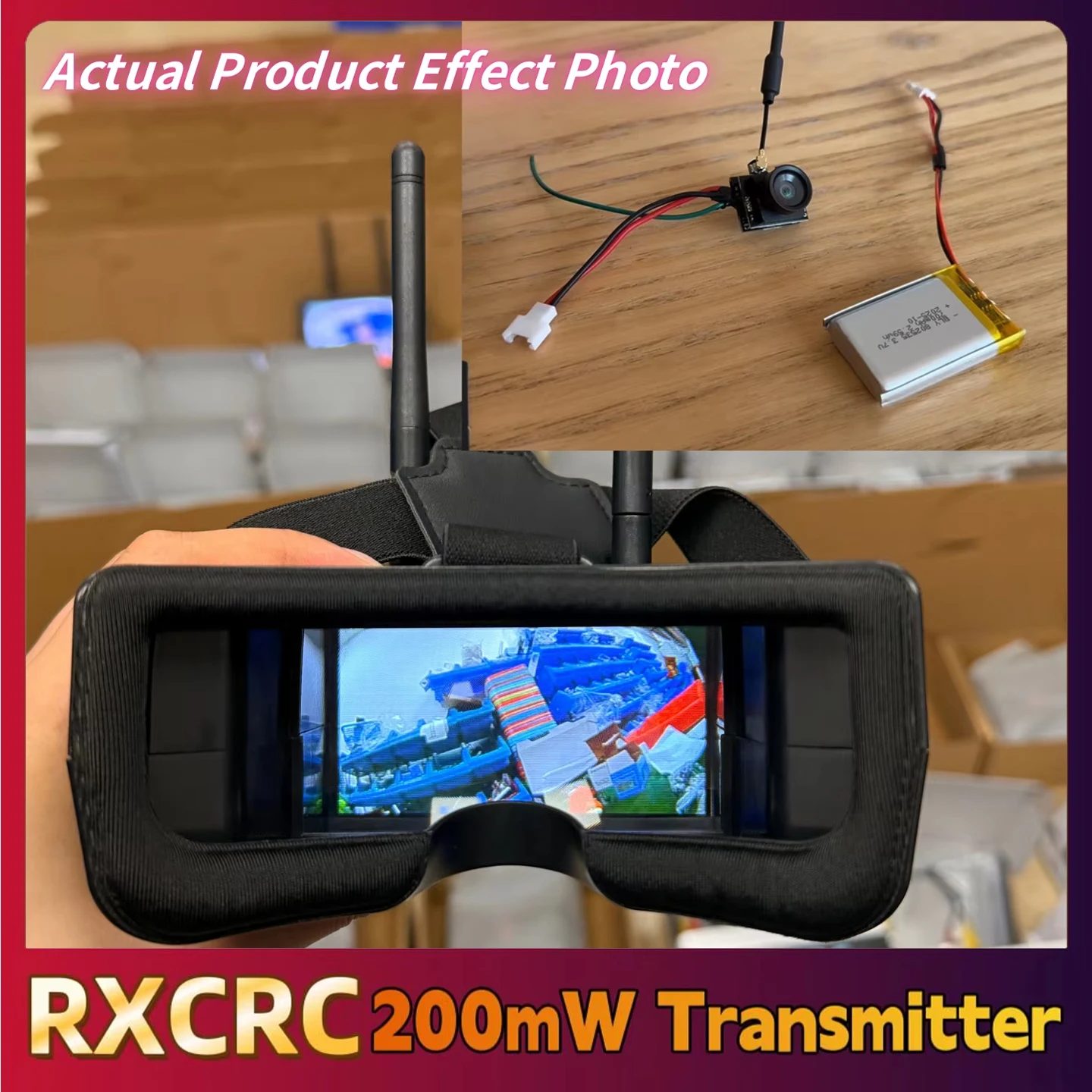 RXCRC 5.8G Analog Video Transmission Camera All-in-One 200mW Power,WIth a FPV 3inch Receiving Glasses FPV RC Model Racing Drone.