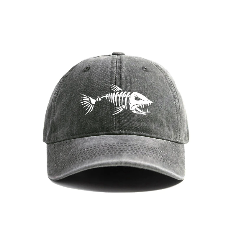 Fish bone and fish bone printed baseball caps are ideal equipment for casual and minimalist travel for both men and women image 3
