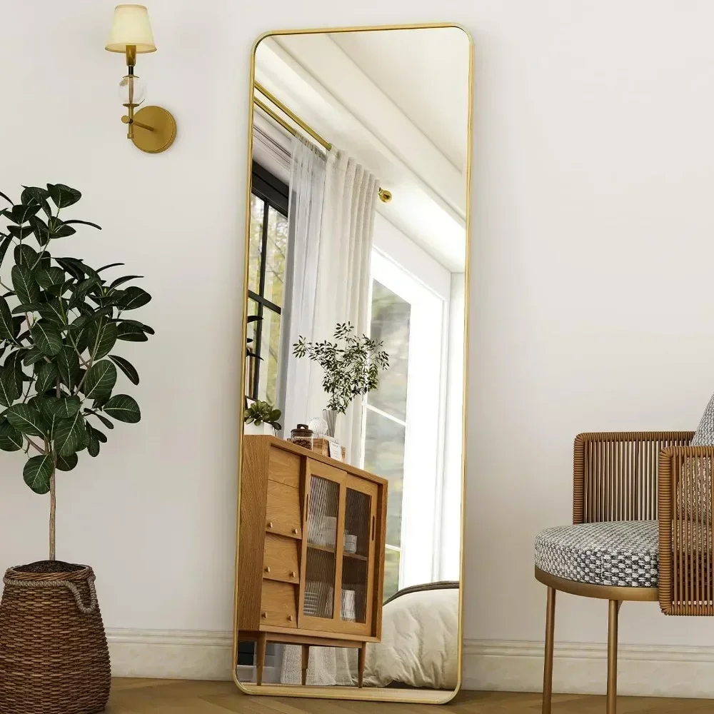 Aluminum Gold Mirror for Living Room Smooth Surface Reinforced Frame Sturdy Construction Long Lasting Modern Design