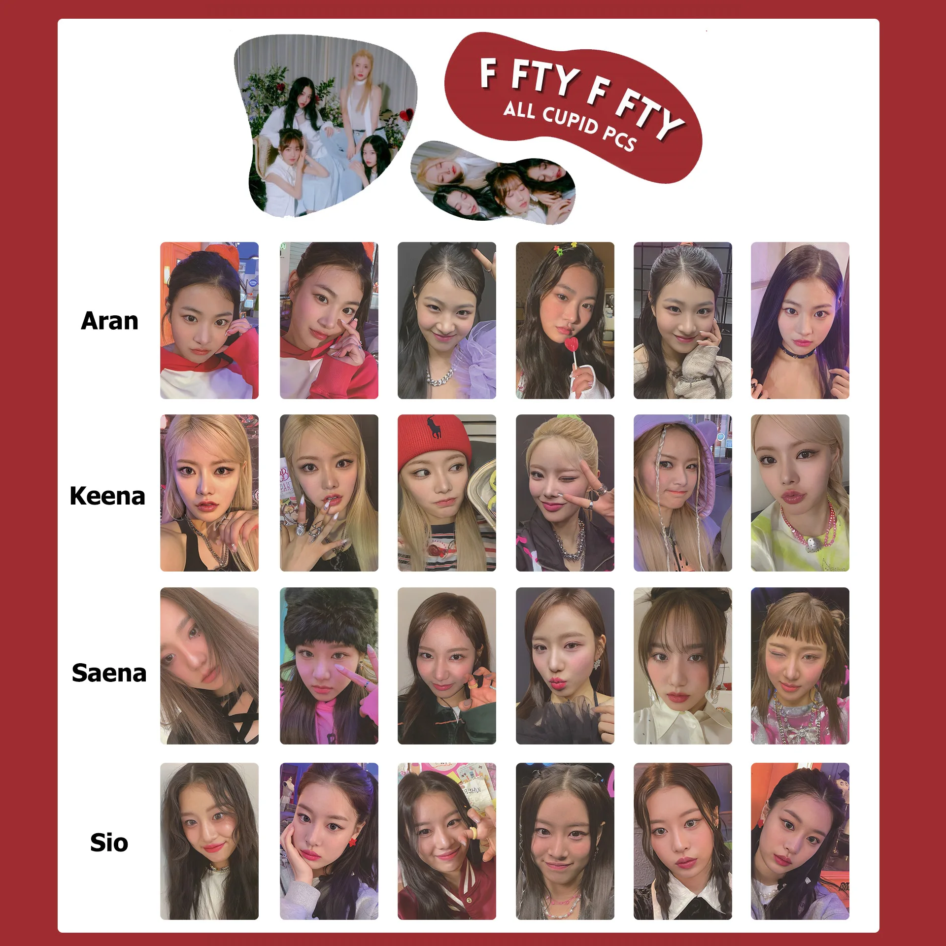 KPOP Fifty Fifty The Beginning Cupid Photocards Double-Sided Bright Film LOMO Cards Seana Aran Keena Sio Paper Cards Fans Gifts