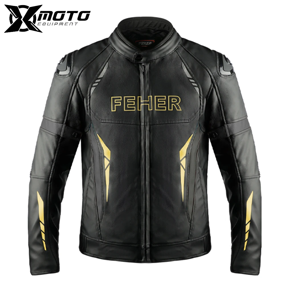 Leather Motorcycle Jacket Windproof Waterproof Motorcycle Riding Protective Jacket Wear Resistant Motocross Jacket Winter Warmth