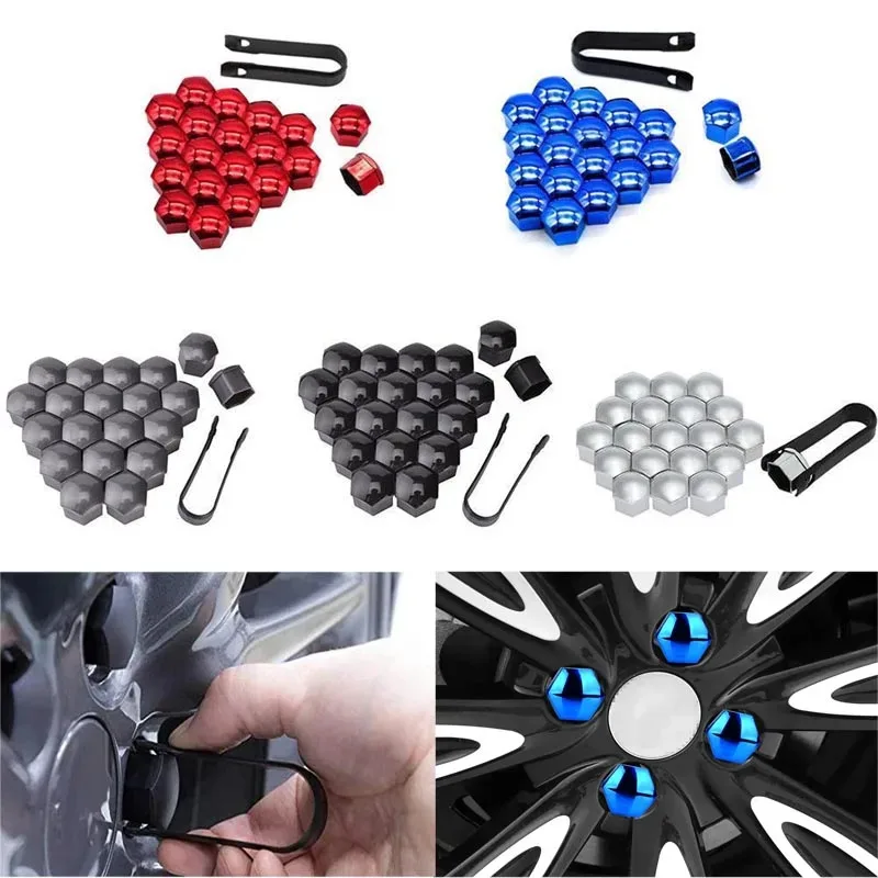 20/40pcs 17mm/19mm/21mm Car Wheel Nut Caps Protection Covers Caps Auto Hub Cover Black Car Tire Bolt Nut Cap Tyre Decoration ﻿