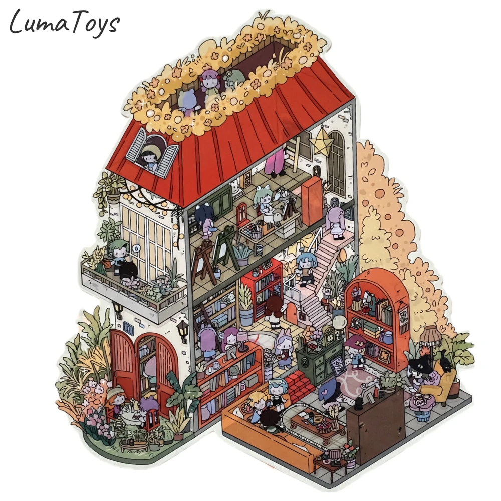 

Пейзажная наклейка больших размеров, сцена для бассейна и замка, стерео наклейки, праздничный подарок на день рождения для ребенка